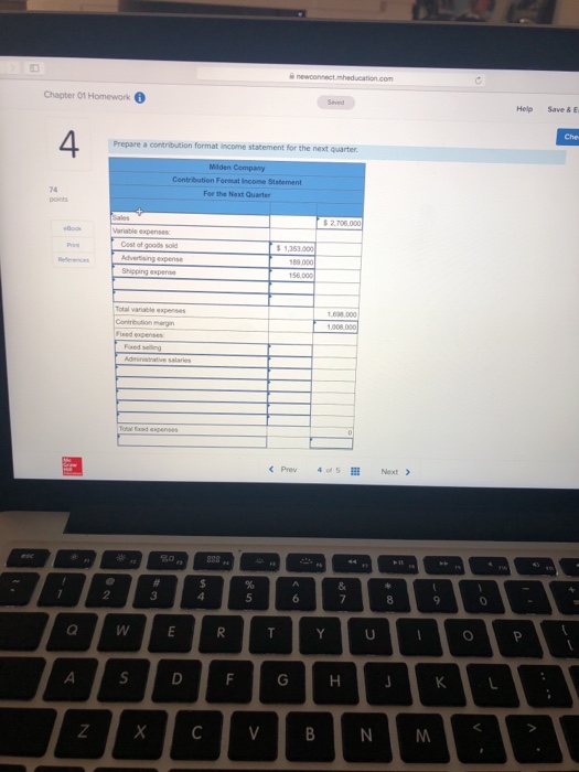 Traditional and Contribution Format Income Statements [LO1-6 Milden Company is a merchandiser