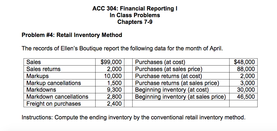 ACC 304: Financial Reporting In Class Problems Chapters 7-9 Problem #4: