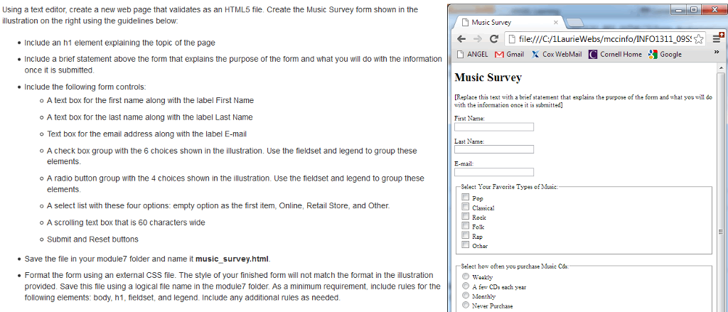 mainly need direction on the CSS Using a text editor, create a