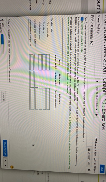 the following manufacturing costs pe Systems the switch for $20.00 per unit.