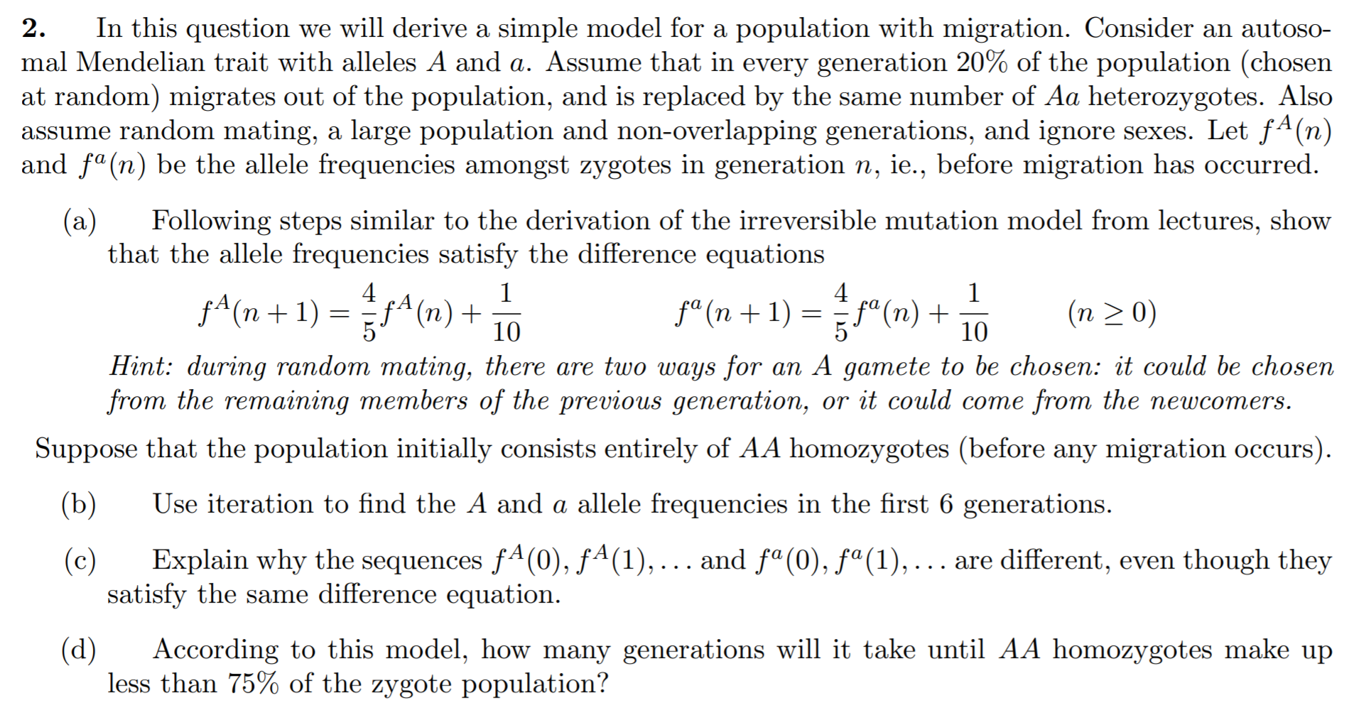  2. In this question we will derive a simple model for
