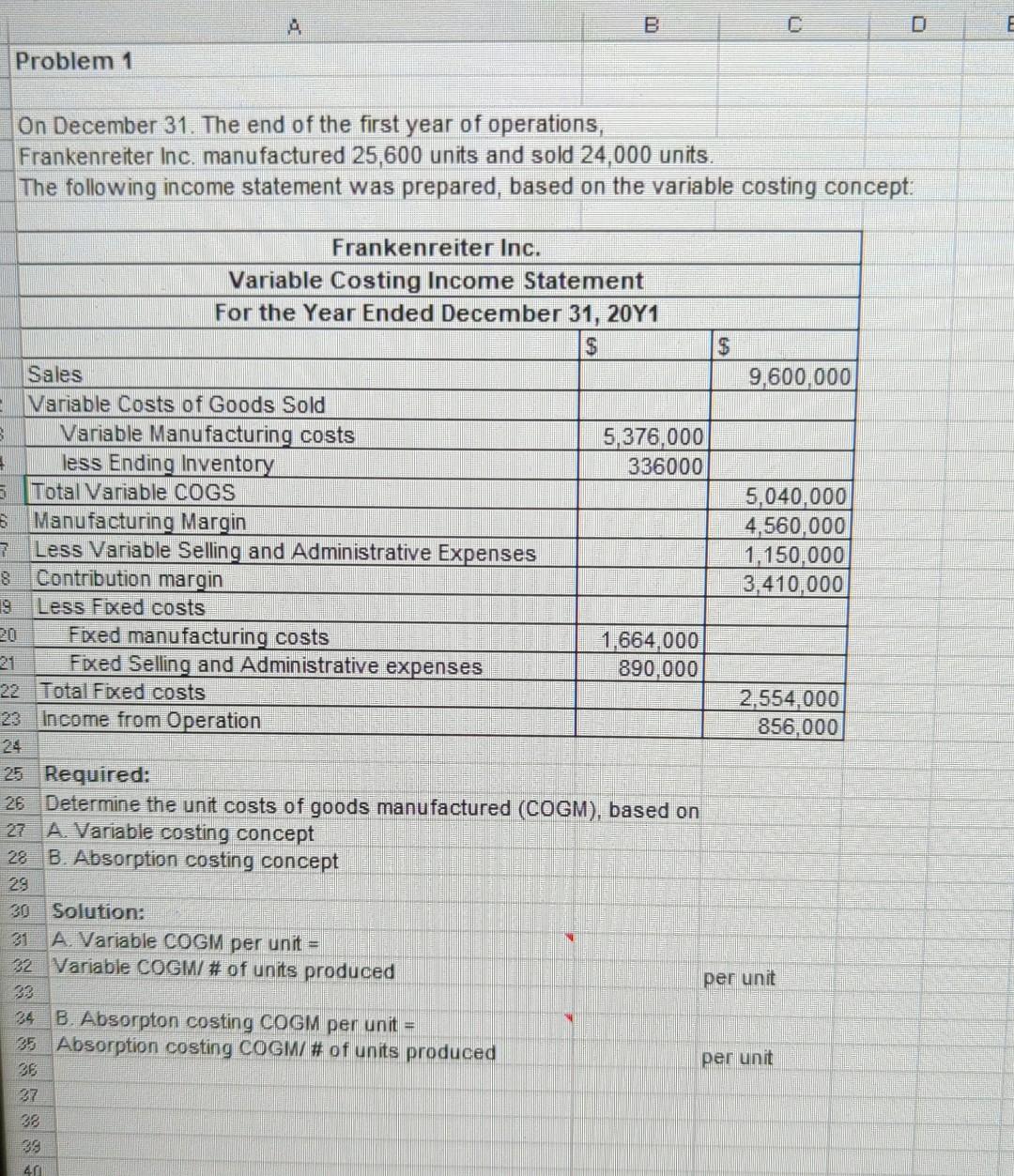  B O E Problem 1 On December 31. The end of