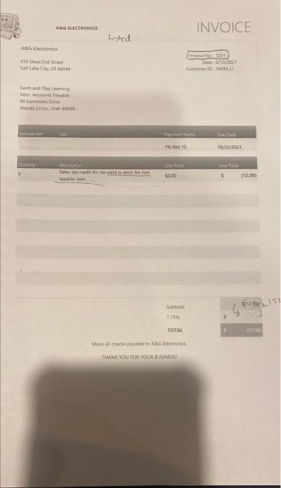 parts to customers in Utah. You are employed as a Senior Tax