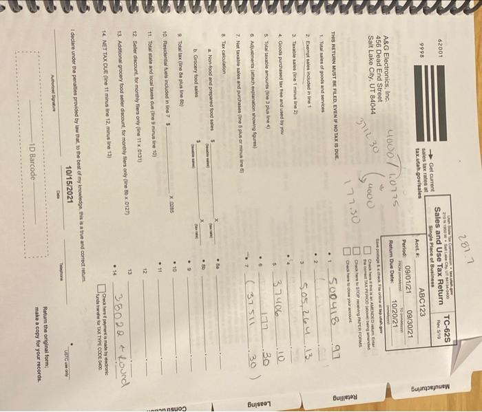 and make any applicable adjustments to report the sales tax due to