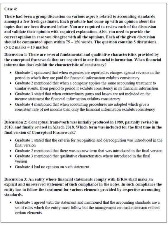  Case 4: There had been a group discussion on various aspects