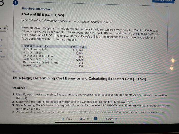 Identify each cost as variable, mixed, or fixed and express each cost