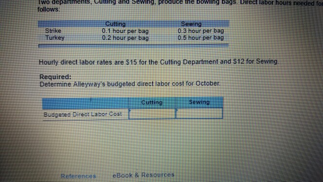 manufactures two styles of leather bowling bag, the Strike and Turkey. Budgeted