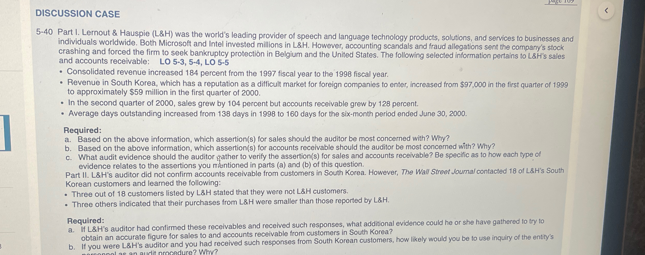 DISCUSSION CASE 5-40 Part I. Lernout & Hauspie (L&H) was the