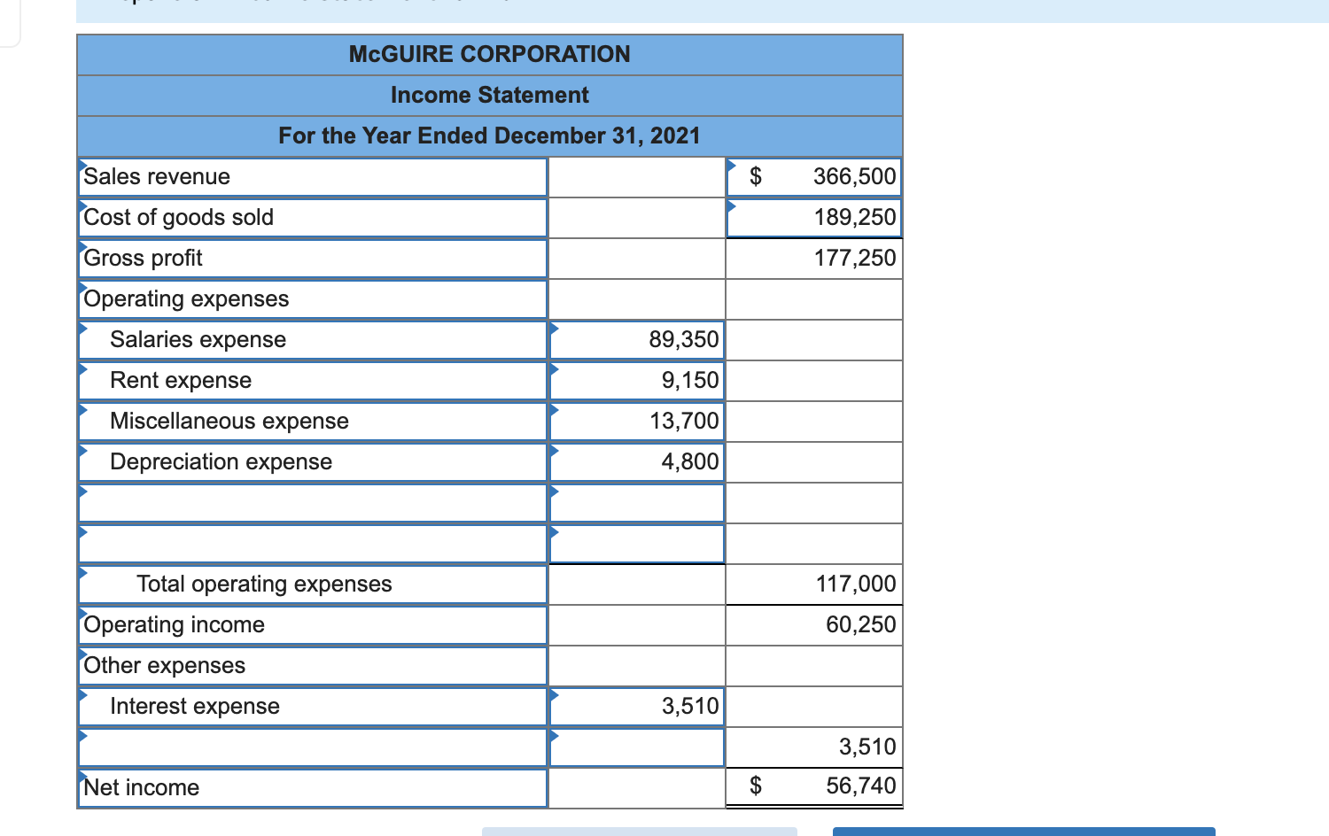 balance sheet totals, but could use help on all of it McGuire