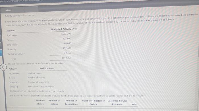 please answer 3 is volume Activity based proutuct costing Notivity Activity Hast.