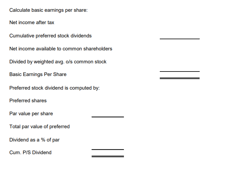 that information to answer questions 1 through 10. COMPUTING DILUTED EARNINGS PER