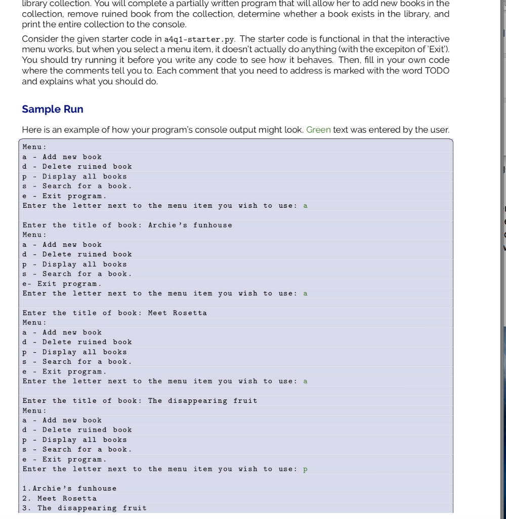 Stuck on this, Python 3.6 # CMPT141 Assignment 4. Q1 # Collection