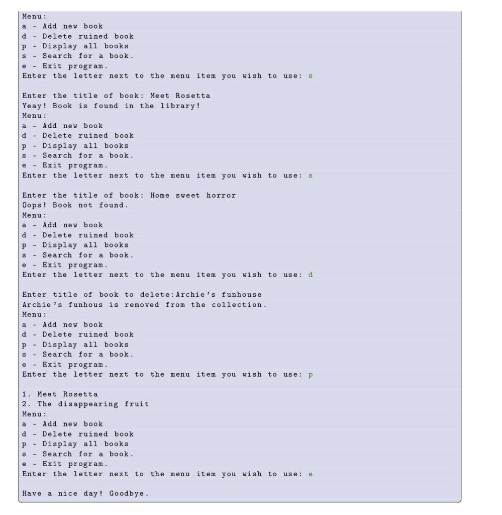 of books in Library. # To practice creating and manipulating lists. #