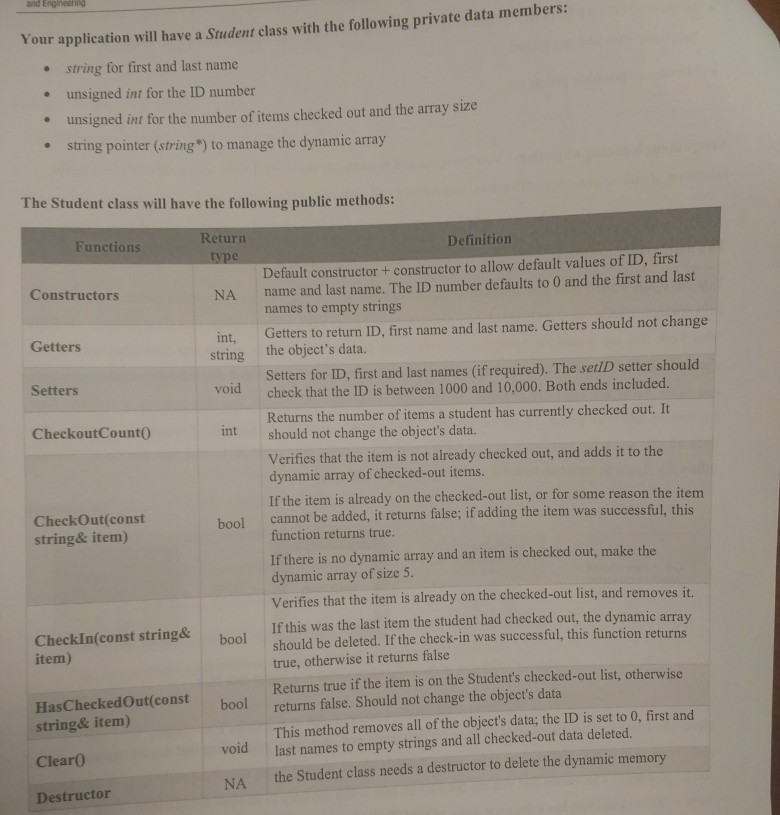 and write neat code that uses classes, functions, dynamic arrays, constructors, destructors