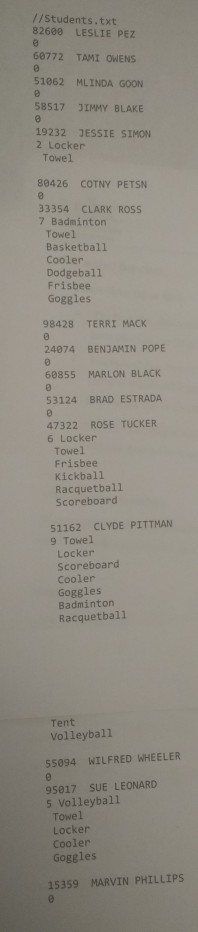 job is to help students check-out and check-in gym items (towels, basket