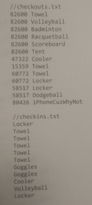 balls, rackets, bikes, etc). Traditionally, students who work this job record all