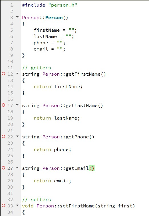 setEmail(string email); }; #endif // PERSON_H Example Execution: Welcome to your address