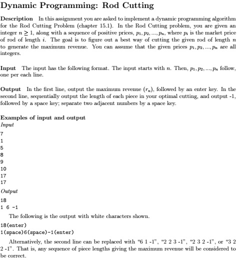 Need help of dynamic programming rod cutting? c++????? this is the verifier.cpp