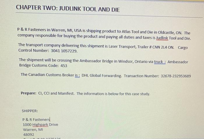  CHAPTER TWO: JUDLINK TOOL AND DIE P & R Fasteners in