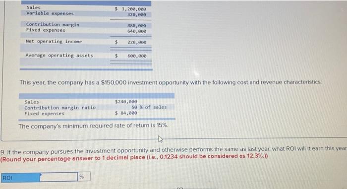  $ 1,200,000 320,000 Sales Variable expenses Contribution margin Fixed expenses Net