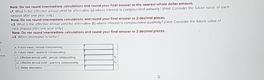  Note: Do not round intermediate calculations and round your final answer