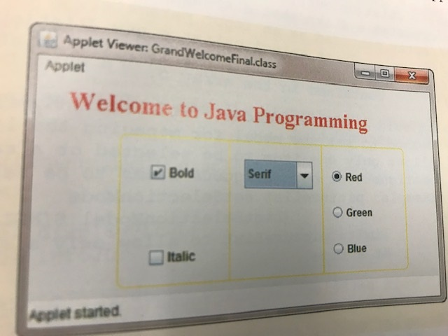 In Java, write an applet to display the message Welcome to Java
