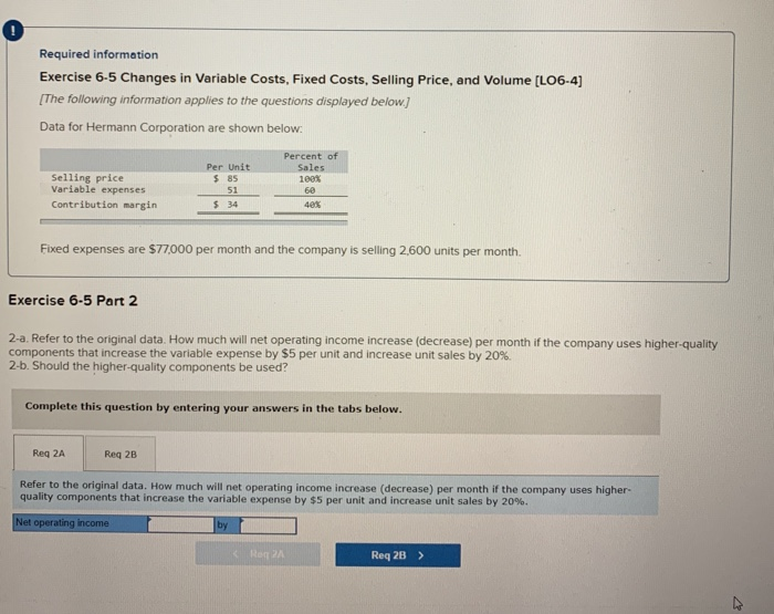 Price, and Volume [LO6-4] [The following information applies to the questions displayed