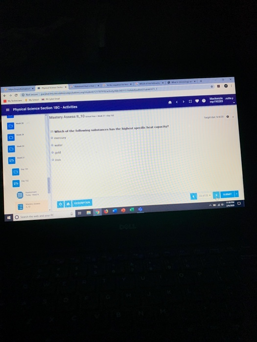  E Physical Science Section 10C - Activities Mastery Assess IL 10