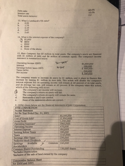 ALL problems in your test booklet. Summarized answers on the 5. answer