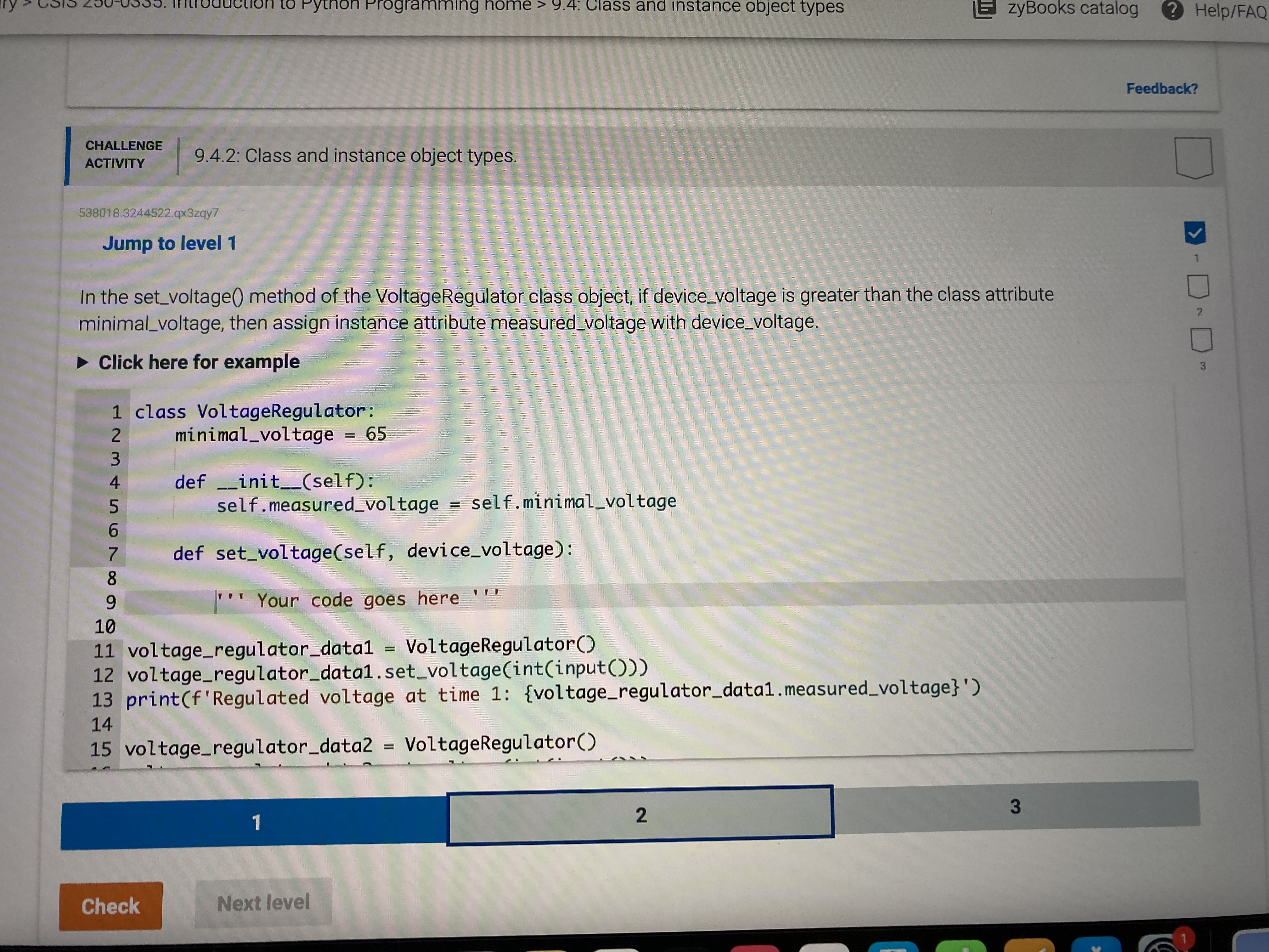  (Python problem)9.4.2: Class and instance object types. 9.4.2: Class and instance