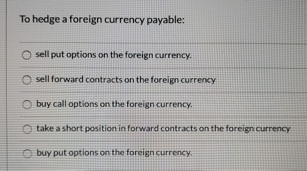 To hedge a foreign currency payable: sell put options on the