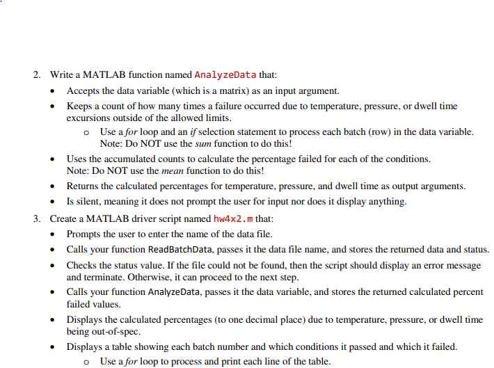 Please Write a MATLAB function named ReadBatchData and use MATLAB. Problem #2