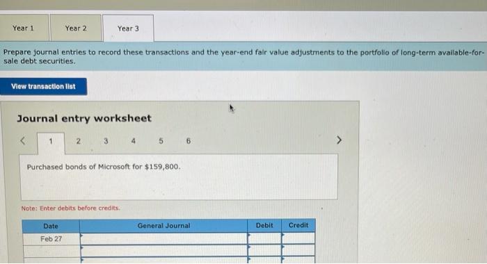 transactions and events involving its long-term debt investments in available-for-sale securities. Year