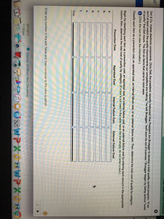  Dell & Co. makes electronic components. Chris Dell, the president, recently