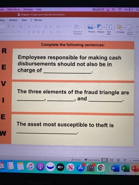  ols $8,626.75 11% Tu how Slide Show Window Help 2 Chapter