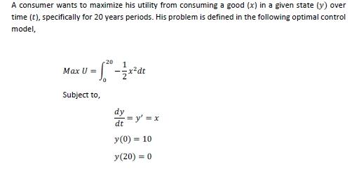 a. Explain verbally all the constraints! b. Define the Hamiltonian function