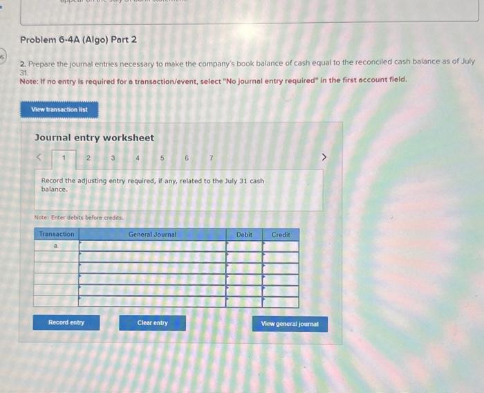 journal entry required 1 Record the adjusting entry required, if any, related