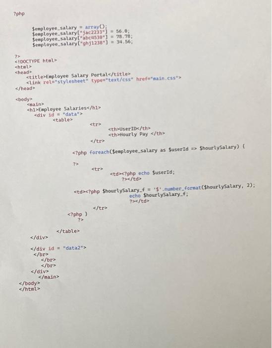  2php \[ \begin{array}{l} \text { Senployee_satary }=\text { array }{ }^{-}