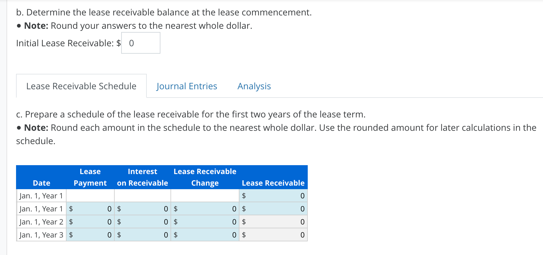 Recording Entries for Sales-Type Lease with Unguaranteed Residual Value-Lessor Lessor Corporation, a