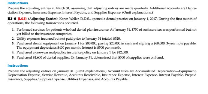 Please explain every number thoroughly. WILL RATE Instructions Prepare the adjusting entries