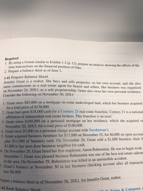 (p.12), prepare an analysis showing the effects of the June tranactions on
