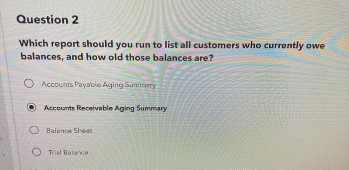  Question 2 Which report should you run to list all customers