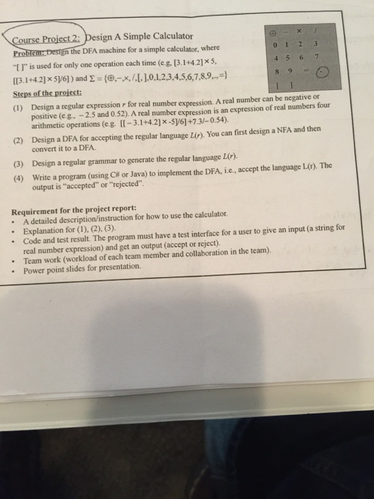  Proiect 2: Design A Simple Calculator DFA machine for a simple