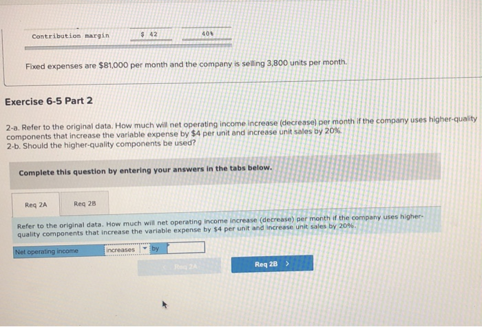 Selling Price, and Volume (L06-4) [The following information applies to the questions