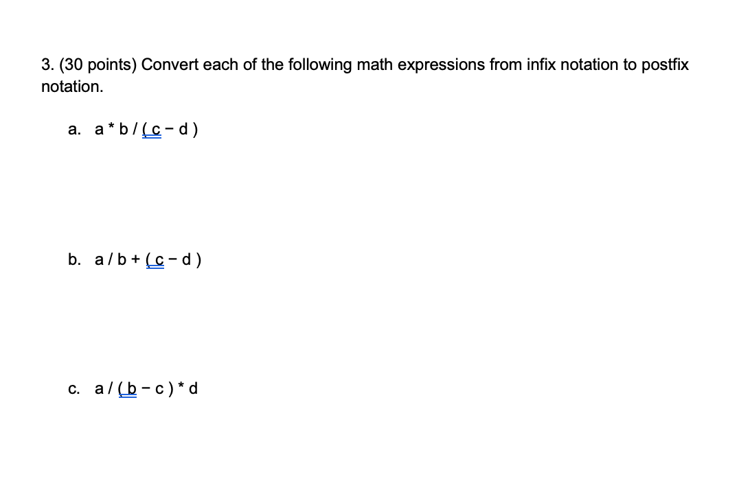 in java 3. (30 points) Convert each of the following math expressions