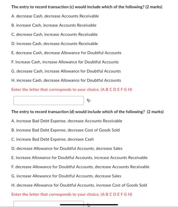 2022, the company had the following summary transactions: a. Sales on account,
