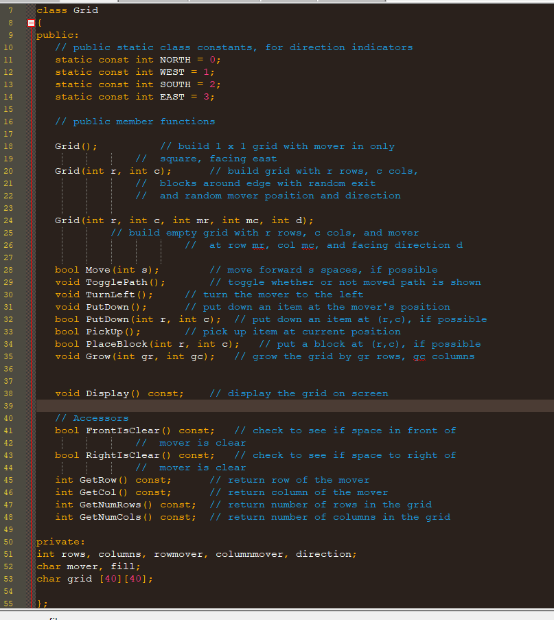 Task You will write a class called Grid, and test it with