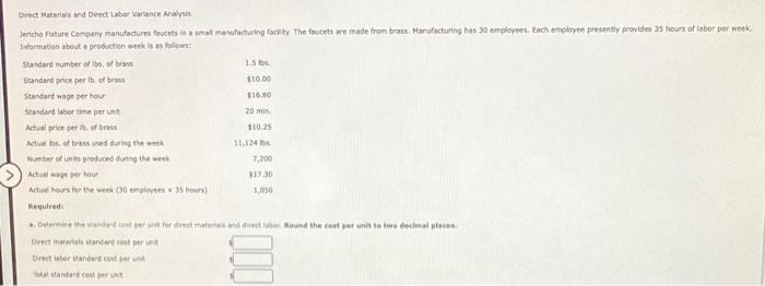  Drect Mamerisis and Direct Laber Warlance Analysis INormation abeut a production