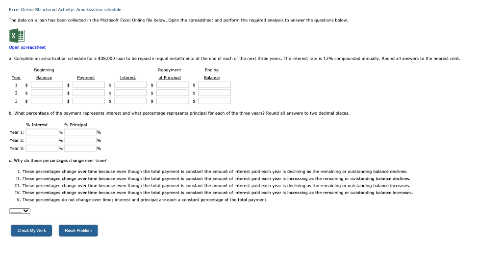 The data on a loan has been collected in the Microsoft Excel