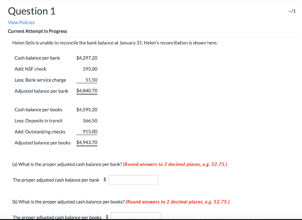 Question 1 --/1 View Policies Current Attempt in Progress Helen Sells